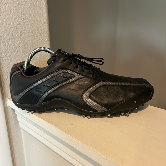 FootJoy Golf Shoes Mens 8 Superlites Black Lace Up Soft Spike Cleats - Picture 2 of 11